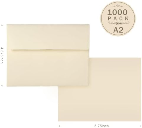1000 PCS Goefun Cream A2 Envelopes Self Seal, 4.375 x 5.75 - Image 2
