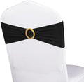 Pack of 100 Black Chair Sashes with Gold Buckles Spandex Chair Bands Bows by WENSINL