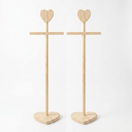 Fuutreo 2 Packs Baby Clothes Display Stands Heart-topped, Wood Color - Image 7
