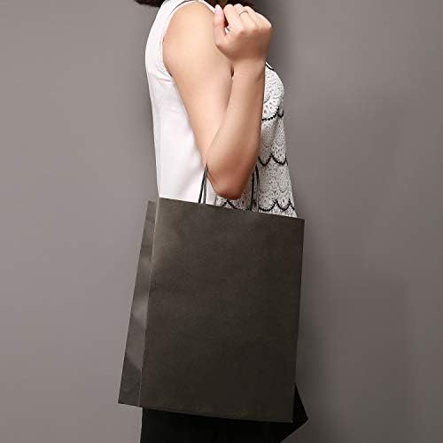 100Pcs Large Black Kraft Paper Bags with Handles 10x5x13 Inch, Heavy Duty Gift Bags for Christmas, Holiday,Small Business, Retail & Boutique - Image 5