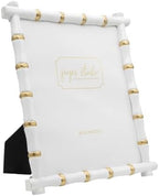 Jaye's Studio Gracie Chloe Decorative Picture Frame White Photo Frame 8x10 Gold Bamboo Frame, Glass Display Standing Picture Frames Easel Stand, Secure Fit Back, Handmade Metal Boho Frames Room Decor - Image 2