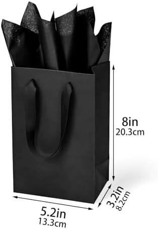 Papertide 36 Pack Black Mini Gift Bags 5.2×3.2×8 inch with Tissue Paper - Image 7