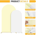 White & Beige Arch Backdrop Cover 7.2 & 6FT, Double Sided Arch Covers Stretchy Backdrop with Zipper Set of 2 Spandex Chiara Stand Cover for Wedding Birthday Party Baby Shower Banquet - Image 3