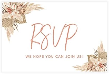 Andaz Press 56-Pack Personalized RSVP Postcards for Wedding Boho Dried Palm Leaves Cardstock Response Reply Cards for Bridal Shower Baby Shower Birthday Event Custom Date and Return Address 4 x 6-Inch by AndazPress