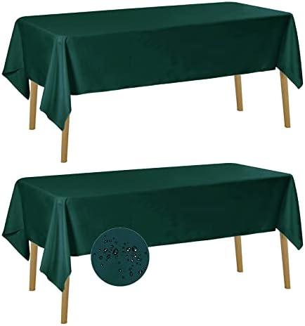 Fokitut 2 Pack Waterproof Rectangle Tablecloth, 60x102 Inch, Stain Resistant and Wrinkle Polyester Table Cloth, Fabric Table Cover for Kitchen Dining, Wedding, Party, Holiday Dinner-Hunter by BalsaCircle