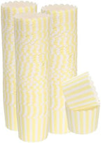 HARFINGTON 150Pcs Paper Baking Cups 6oz Disposable Cupcake Pinstripe Yellow by HARFINGTON