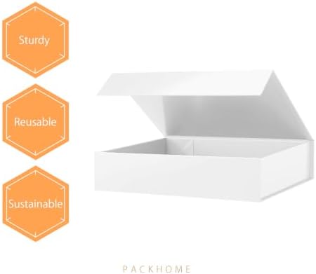 PACKHOME 6 White Gift Boxes 11.5x8x2.5in with Magnetic Lids for Shirt - Image 6