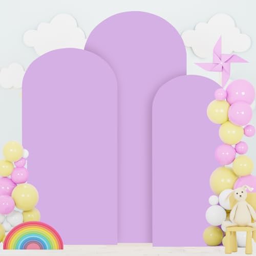 FOTSHARER 7.2FT 6.6FT 6FT Lavender Arch Cover Set of 3 Wedding Arch Cover Fabric Spandex Arches Backdrop Cover for Metal Arches Frame Arch Covers Stretchy Backdrop for Wedding Baby Shower Decoration - Image 3