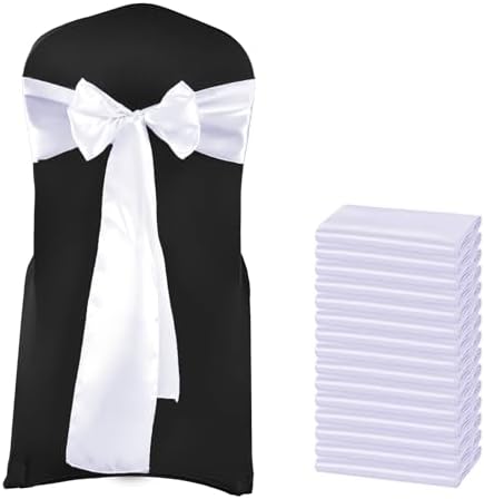 MDS® Pack of 300 Satin Chair Sashes for Wedding & Events – White by MDS