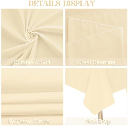 4 Pack Square Table Cloth 52x52 Inch Tablecloth Machine Washable Fabric Polyester Table Cover for Dining, Buffet Parties, Picnic, Events, Weddings Decor（Champagne） - Image 4