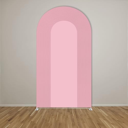 Ripples Arch Backdrop Cover Spandex Background for Baby Birthday Baby Shower Wedding Party Decoration (Pink Ripples,7.2x4ft) - Image 2