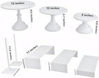 Set of 8 White Cake Stands Donut Holder Metal Dessert Display Risers - Image 2