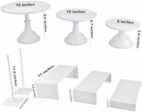Set of 8 White Cake Stands Donut Holder Metal Dessert Display Risers - Image 2