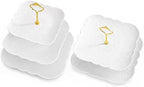 SOUJOY Ceramic Cupcake Stand Set of 2, White Embossed Cupcake Display Holders with Gold Rod, 3 Tier and 2 Tier Square Porcelain Dessert Stands for Birthday Tea Party Wedding Baby Shower - Image 5