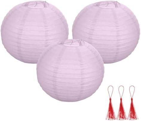 uxcell 3Pcs Light Purple Round Paper Lanterns 16" Chinese Paper Lantern by uxcell