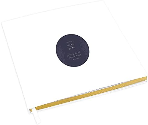 Andaz Press Personalized Wedding Guestbook with Gold Accents, Deep Grey Purple White Guest Sign in Guest Registry 120 Pages 8.5 X 8.5 Memories Book for DIY, Scrapbook, Photo Album by AndazPress