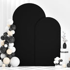 FANPROMS Wedding Arch Cover Black Arch Cover 6FT 7.2FT Spandex Arch Backdrop Cover Set of 2 Chiara Arch Backdrop Stand Cover Fitted Arch Frame Cover Garland Arch Stand Cover for Anniversary Party by FANPROMS