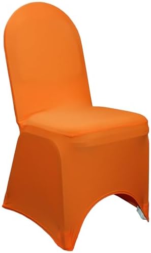 YOUR CHAIR COVERS - 6 Pack Orange Stretch Spandex Banquet Chair Covers - Wedding Slip Premium Quality Cover by YourChairCovers