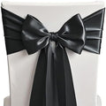 50 Pack Black Chair Sashes Bows Satin Wedding Chair Ribbons 7x108 Inches by SINSSOWL