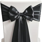 50 Pack Black Chair Sashes Bows Satin Wedding Chair Ribbons 7x108 Inches by SINSSOWL