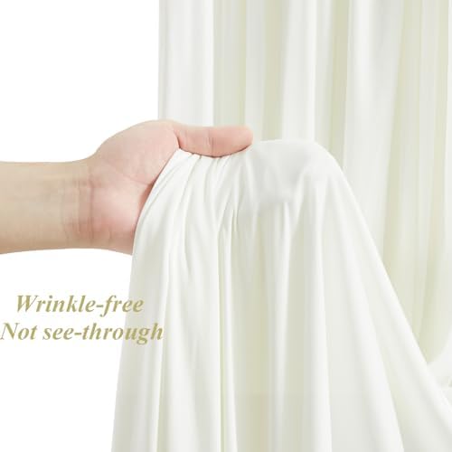 10x10ft Ivory Backdrop Curtains with Lights Photo Drapes Wrinkle Free Fabric Backdrop Curtain for Wedding Birthday Party Baby Shower Bridal Shower Home Party Background Decorations - Image 5