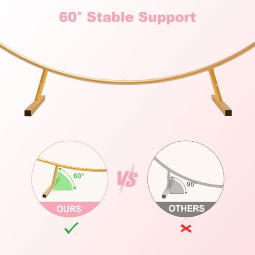 IDAODAN 6.9ft Round Backdrop Stand Circle Arch Frame, Golden Metal Balloon Arch Stand Kit for Wedding Birthday, Balloon Ring Base & Photo Backdrop Decor - Image 5