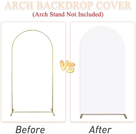 White Arch Cover 7.2FT Spandex Arch Backdrop Stand Cover Wedding Arches Fabric Backdrop Covers for Party Arched Stand Chiara Backdrops Arched Covers for Birthday Baby Shower Bridal Shower Decoration - Image 4