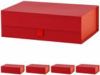 5 Pcs Red Gift Box for Presents 10.8x7.5x3.5 Inches Magnetic Gift Boxes with Lid Luxury Gift Box for Rectangle Collapsible for Bridesmaid, Wedding, Birthday Gift Packging by PLINJOY