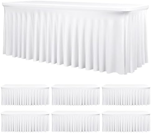 fani 6 Packs White Stretch Table Skirts for 6 Foot Table by fani