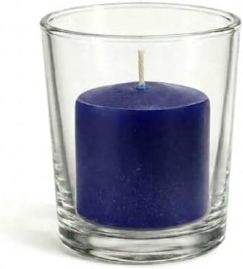 Set of 72 Richland Votive Candles Navy Blue Unscented and 72 Clear Glass Eastland Votive Holders by Richland