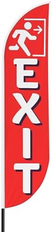 Exit Sign Feather Flag for Outdoor by Mavis Printing | 11.5 FEET Long Polyester Outdoor Banner Flag for Easy Hang | HD Print Swooper I Flag Only to Celebrate Exit | Made in USA I Flag Only by MAVISPRINT