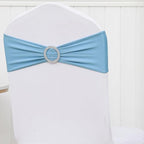 50 Pack Spandex Baby Blue Chair Sashes Bows Stretch Elastic Light Blue Chairs Bands with Buckles Ties for Party Celebration Ceremony Events Wedding Decorations - Image 6