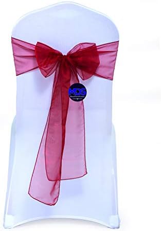 MDS Pack of 100 Organza Chair Sashes for Wedding & Event Décor – Maroon by MDS