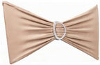 Pack of 50PCS Spandex Chair Sashes Bows Elastic Chair Cover Bands Slider Buckles for Wedding Reception Banquet Bridal Shower Decorations - Nude/Camel/Khaki - Image 7