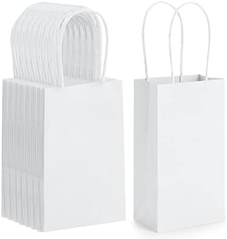 BagDream Mini Gift Bags with Handles 3.5x2.4x6.7 Inch White 100 Bulk Pack by BagDream