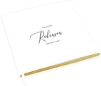 Andaz Press Personalized Wedding Guestbook with Gold Accents, Script Custom Last Name White Guest Sign in Guest Registry 120 Pages 8.5 X 8.5 Memories Book for DIY, Scrapbook, Photo Album by AndazPress