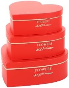 Set of 3 Heart Shaped Gift Boxes with Ribbon Bow Clear Window Decorative Heart Gift Flower Wrapping Boxes for Wedding, Birthday, Anniversary, Valentine's Day, Mother's Day, Baby Showers (Red) by Lassos+Boutique