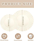 YOUBET 100PCS Ivory Scalloped Plastic Plates for Wedding Party - Image 2