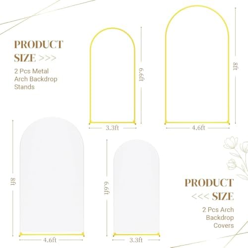 Metal Arch Backdrop Stand and Cover Set, 8FT, 6.6FT Party Backdrop, Easy to Assemble, Backdrop Stand for Parties, Birthday, Baby Showe - Image 3