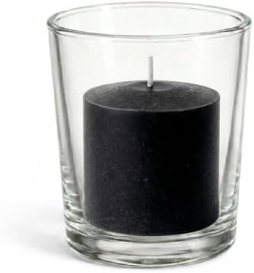 Set of 72 Richland Votive Candles Black Unscented and 72 Clear Glass Eastland Votive Holders by Richland