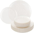 Festiva 60PCS Clear Ivory Plastic Plates - Heavy Duty Weave Pattern Fancy Disposable Plates -serve for 30 guests Include 30PCS 10" & 30PCS 7" Plates for Bithday &Thanksgiving Party(Ivory) by Festiva