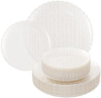 Festiva 60PCS Clear Ivory Plastic Plates - Heavy Duty Weave Pattern Fancy Disposable Plates -serve for 30 guests Include 30PCS 10" & 30PCS 7" Plates for Bithday &Thanksgiving Party(Ivory) by Festiva