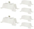Fokitut 6 Pack Rectangle Tablecloth, 90x156 Inch, Stain Resistant and Wrinkle Polyester Table Cloth, Fabric Table Cover for Kitchen Dining, Wedding, Party, Holiday Dinner-Ivory by Fokitut