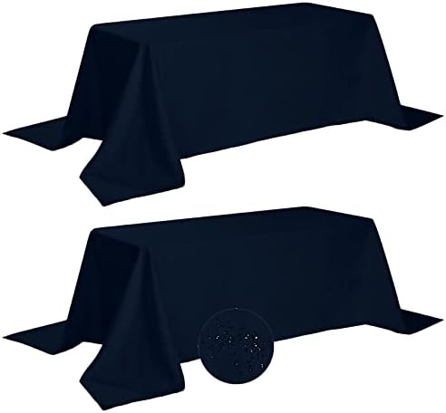 Fokitut 2 Pack Waterproof Rectangle Tablecloth, 90x132 Inch,Stain Resistant and Wrinkle Polyester Table Cloth, Fabric Table Cover for Kitchen Dining, Wedding, Party, Holiday Dinner-Navy by BalsaCircle