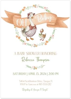 Mother Goose Baby Shower Invitation - Cute Vintage Gosling Theme - Nursery Rhyme Inspired Baby Shower Invite for Boys or Girls by Handmade