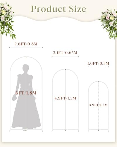 Wedding Arch, Metal Arch Backdrop Stand, White, 6FT, 5FT, 4FT - Image 2