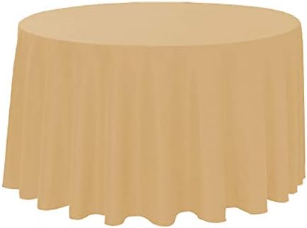 Polyester Round Tablecloth 120" Ideal for 60 inch round table (Beige) by KS+Linens