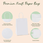 GSSUSA 100 Pack White Paper Bags with Handles, Small Gift Bags 5.25x3.75x8 - Image 4