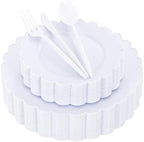 150 Pcs White Heavy Duty Plastic Plates for Party Scalloped Plates by WWONDERFUL