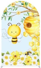 Honey Bee Arch Backdrop Covers Honeycomb Flower Arch Stand Fabric Cover for Baby Shower Birthday Party Decoration(Cover+Arch Stand) by KONPON